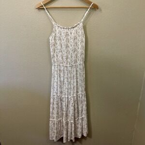 Mimi Chica White Floral Sundress Smocked Feminine Prairie Size XS (Tag XL) READ